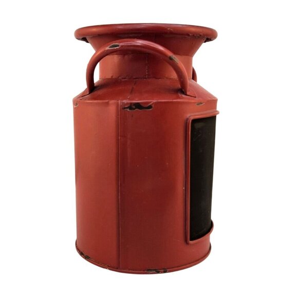 Rustic Red Metal Milk Jug Chalkboard Planter - Vintage Style Decorative Vase Or - Picture 5 of 8